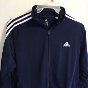 Adidas striped sleeve navy blue jacket | M